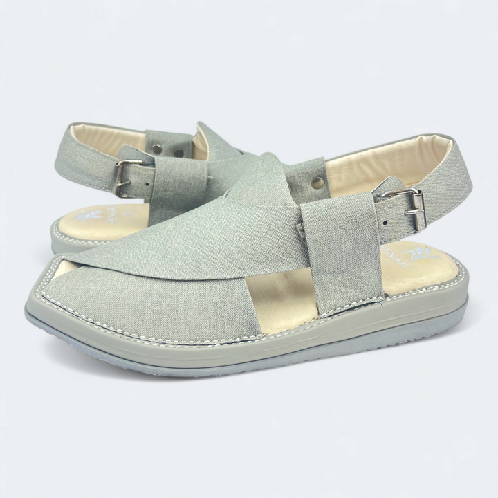 Kaptan Medicated Chappal White Fabric Texture