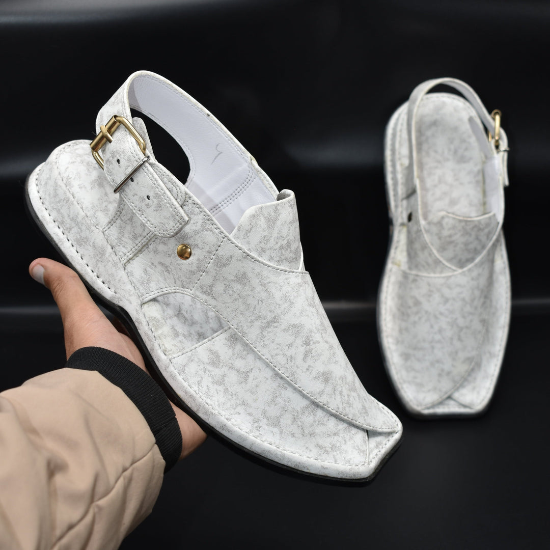 Pihno White Doted Zardari chappal