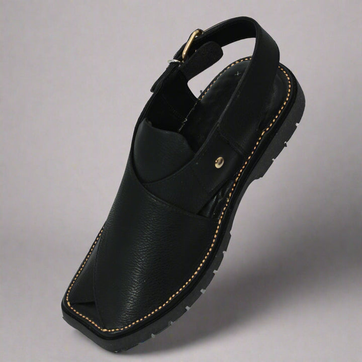 Pihno  Black Vibram Sole Zardari Chappal