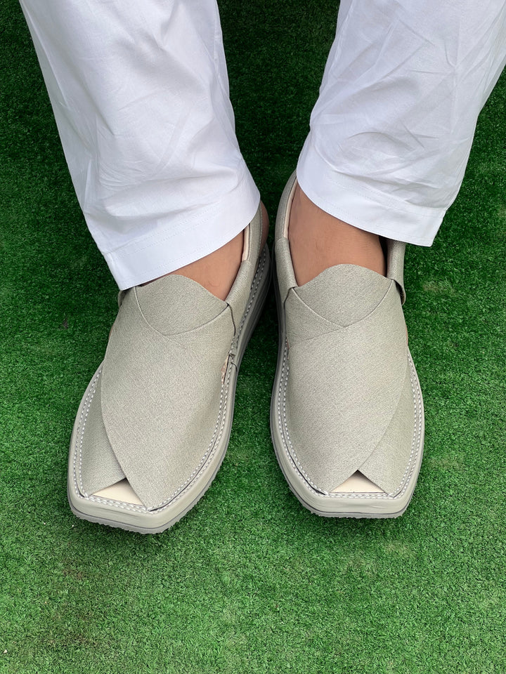 Kaptan Medicated Chappal White Fabric Texture