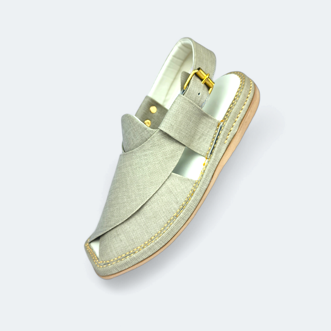 Kaptan Medicated Chappal Grey Fabric Texture