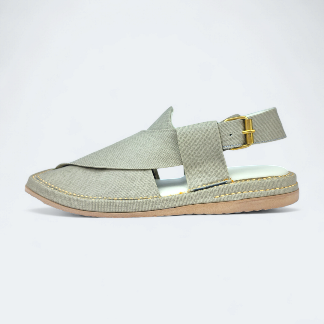 Kaptan Medicated Chappal Grey Fabric Texture