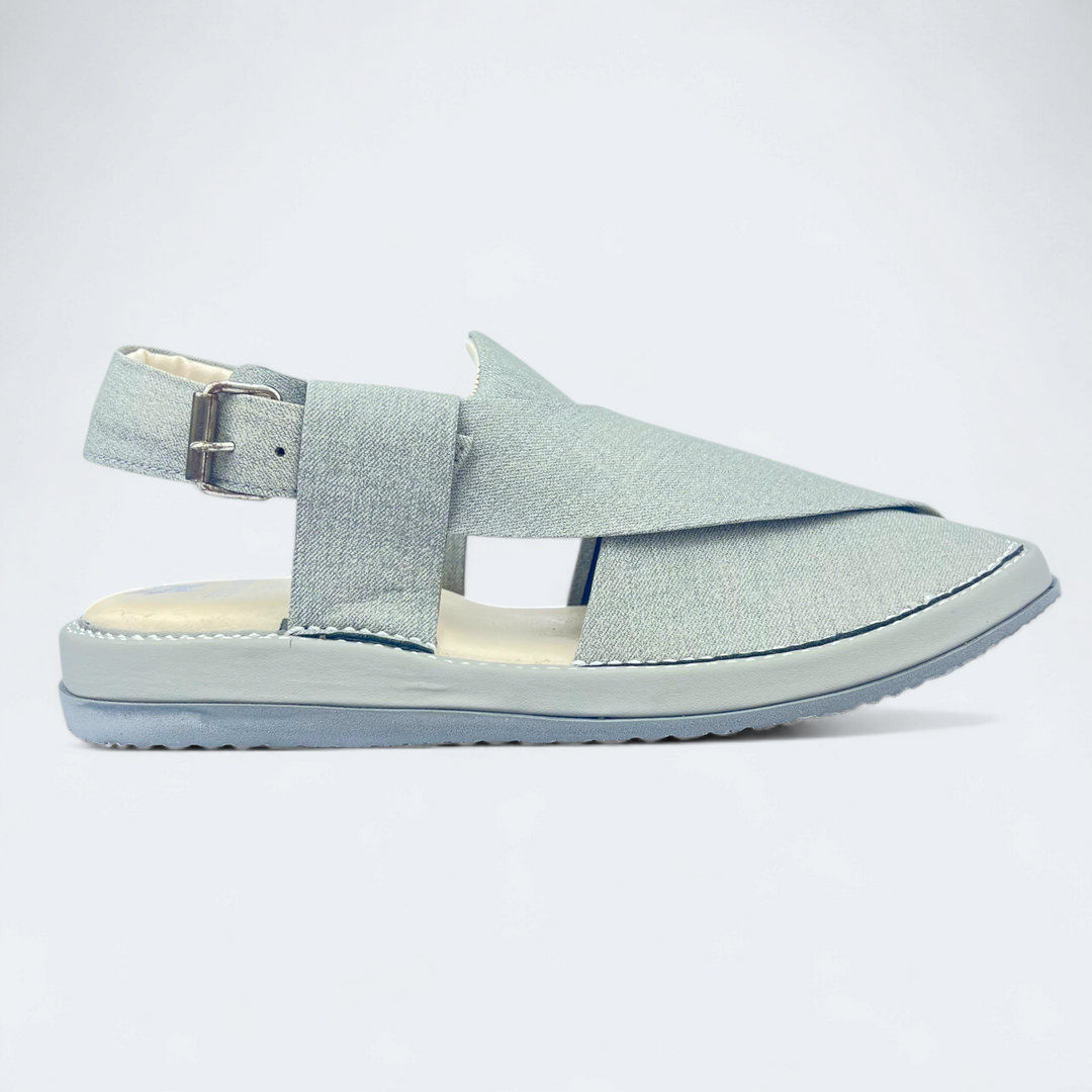 Kaptan Medicated Chappal White Fabric Texture