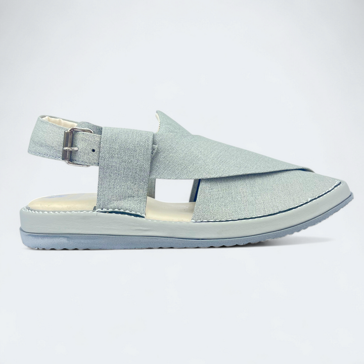 Kaptan Medicated Chappal White Fabric Texture