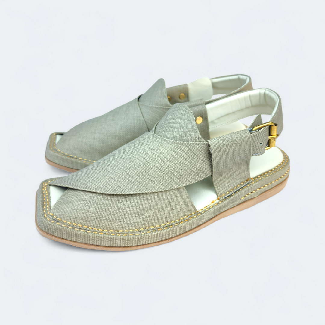 Kaptan Medicated Chappal Grey Fabric Texture