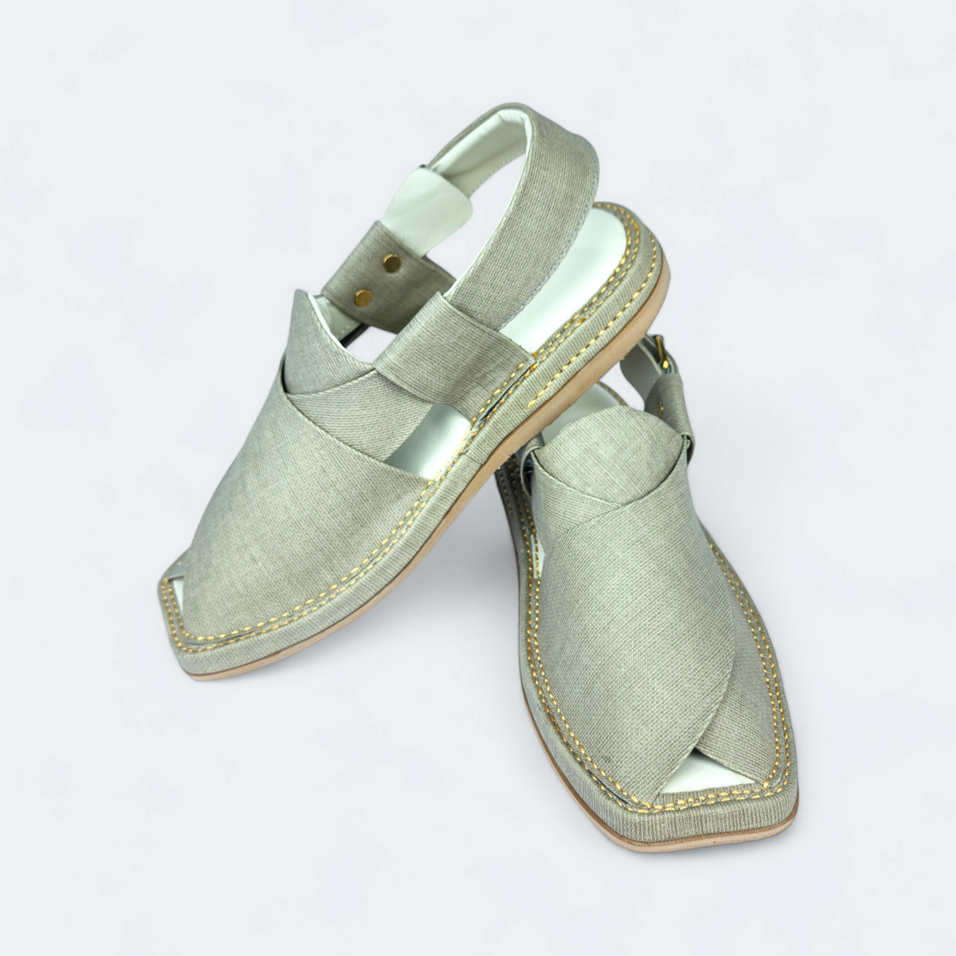 Kaptan Medicated Chappal Grey Fabric Texture