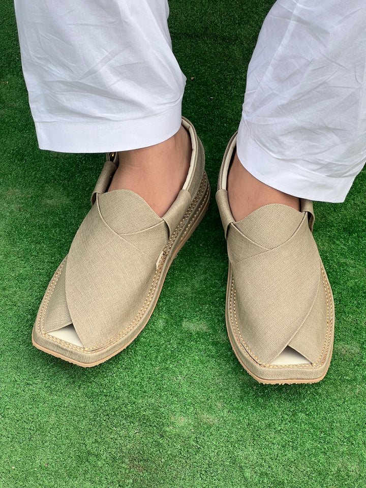 Kaptan Medicated Chappal Grey Fabric Texture