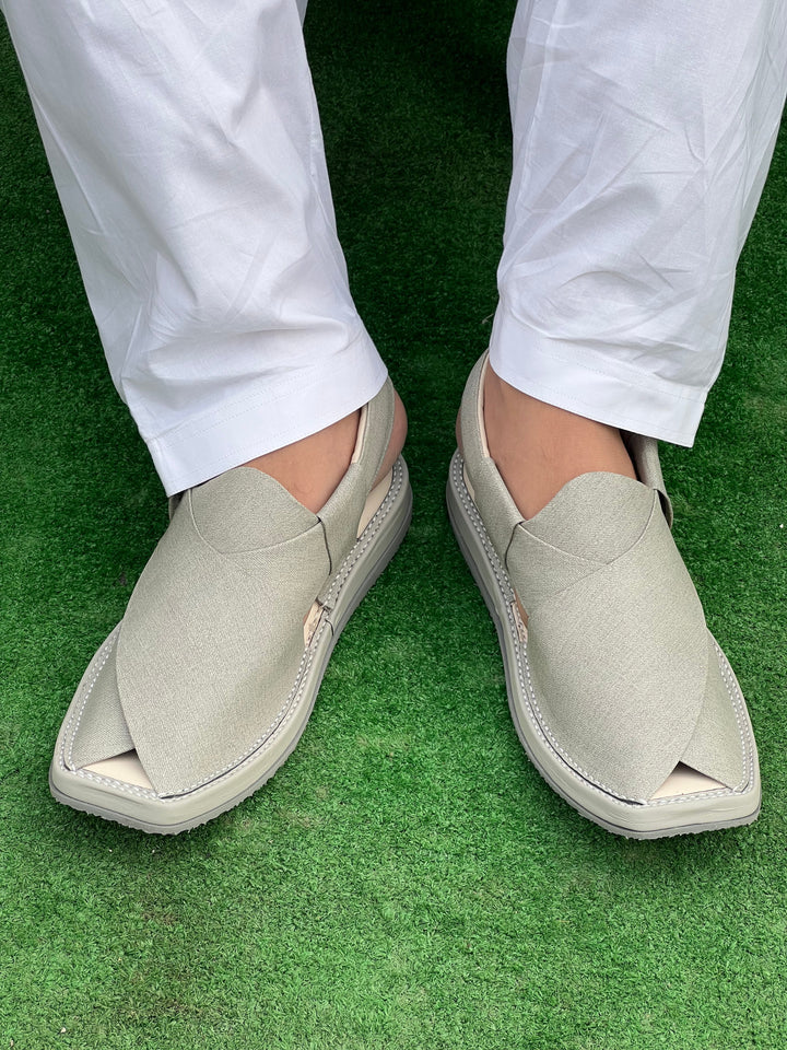Kaptan Medicated Chappal White Fabric Texture