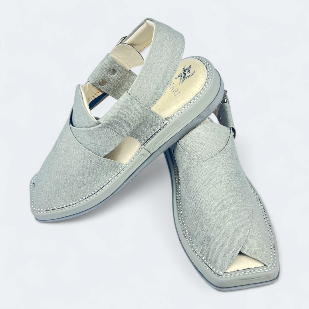 Kaptan Medicated Chappal White Fabric Texture