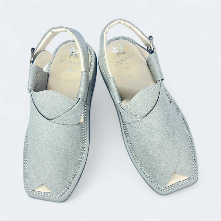 Kaptan Medicated Chappal White Fabric Texture