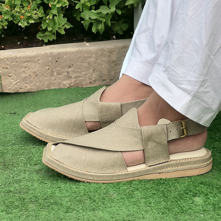 Kaptan Medicated Chappal Grey Fabric Texture