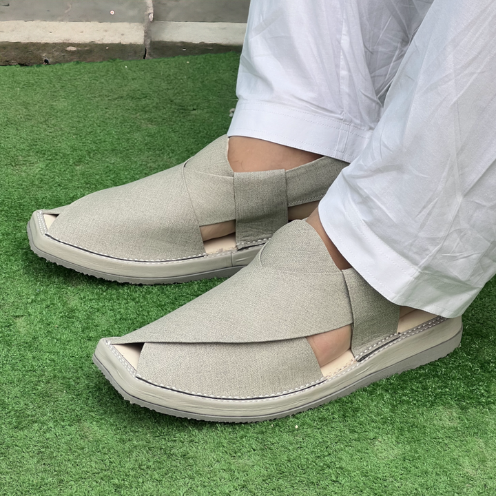 Kaptan Medicated Chappal White Fabric Texture
