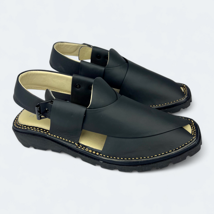 Kaptan Medicated Chappal Black