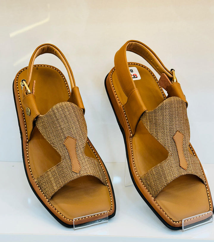 Pihno Camel Panjedar Chappal (fabric)