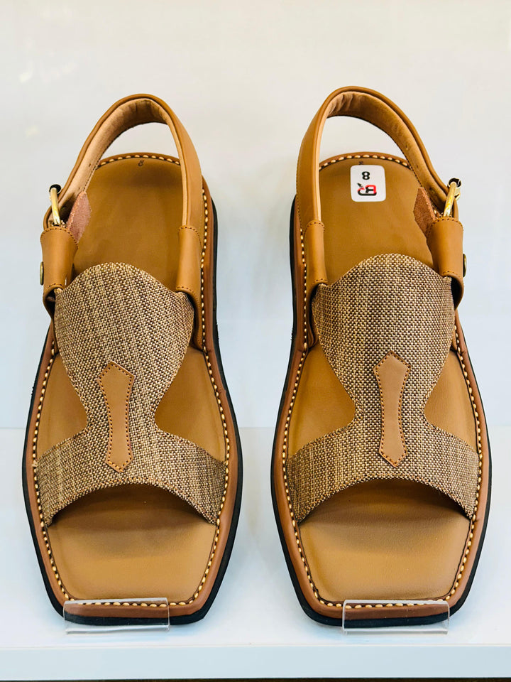 Pihno Camel Panjedar Chappal (fabric)