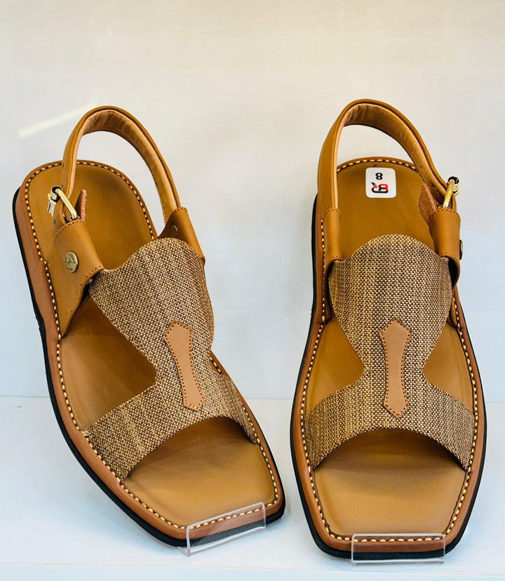 Pihno Camel Panjedar Chappal (fabric)