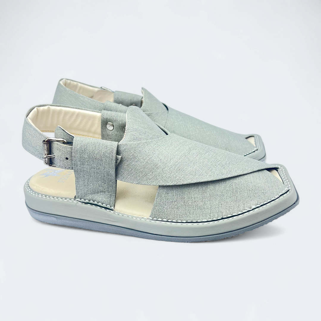 Kaptan Medicated Chappal White Fabric Texture