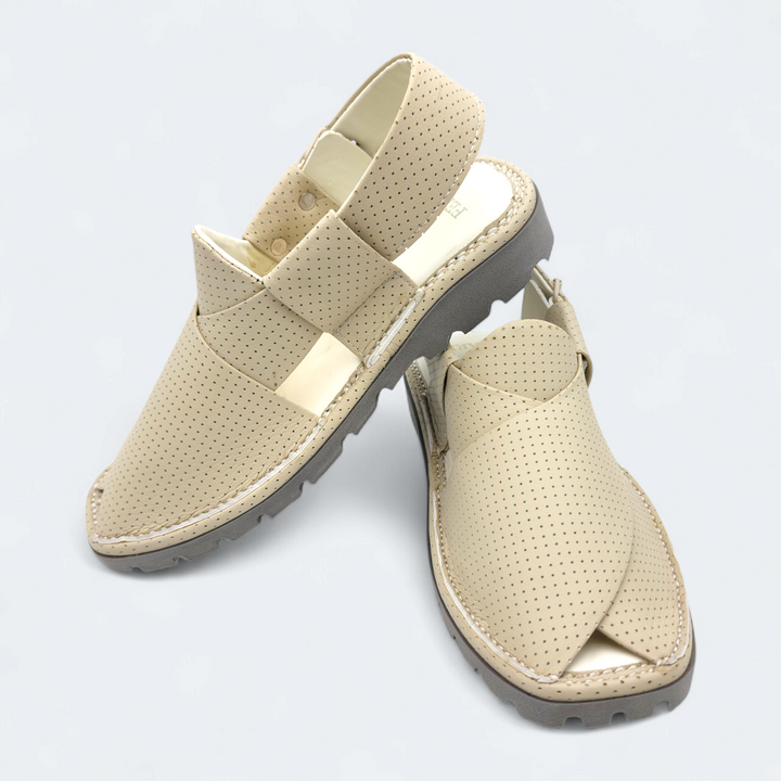 Kaptan Medicated Chappal Dotted Cream
