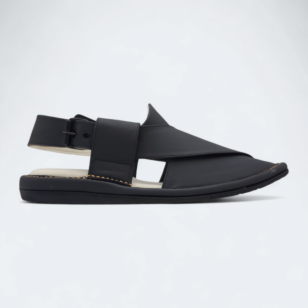 Single Kaptan Medicated Chappal Black
