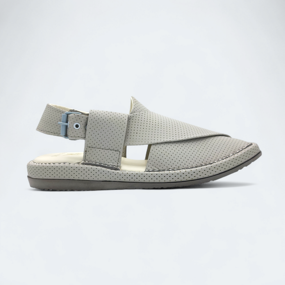 Kaptan Medicated Chappal Dotted White