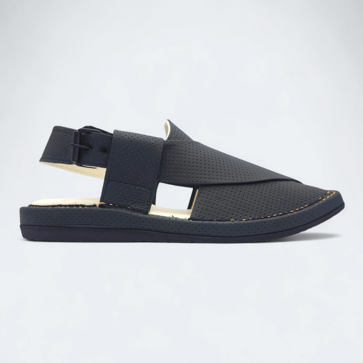 Kaptan Medicated Chappal Dotted Black