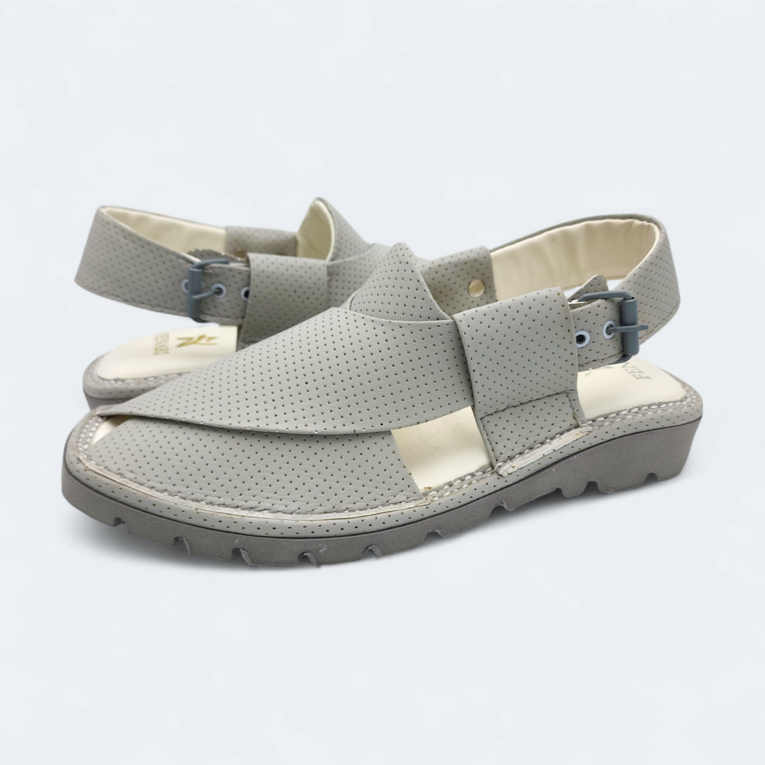 Kaptan Medicated Chappal Dotted White