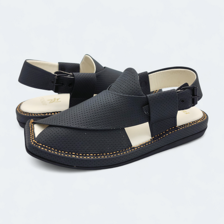 Kaptan Medicated Chappal Dotted Black