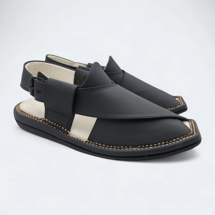 Single Kaptan Medicated Chappal Black
