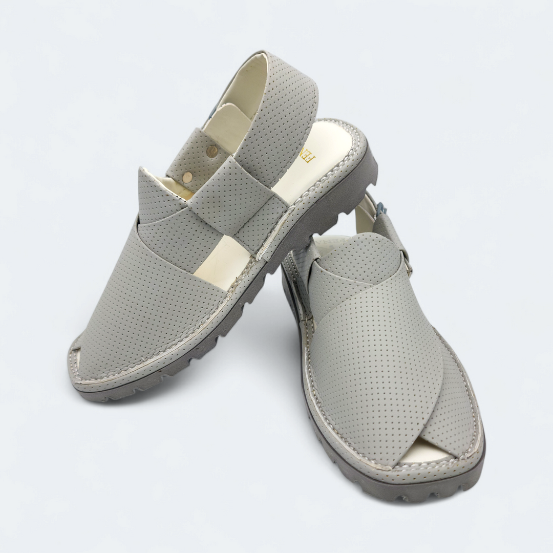 Kaptan Medicated Chappal Dotted White