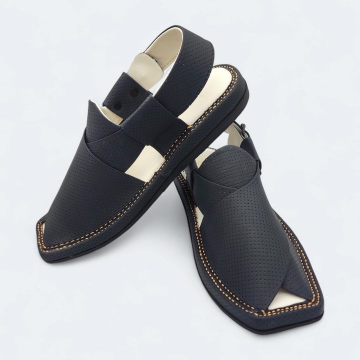 Kaptan Medicated Chappal Dotted Black