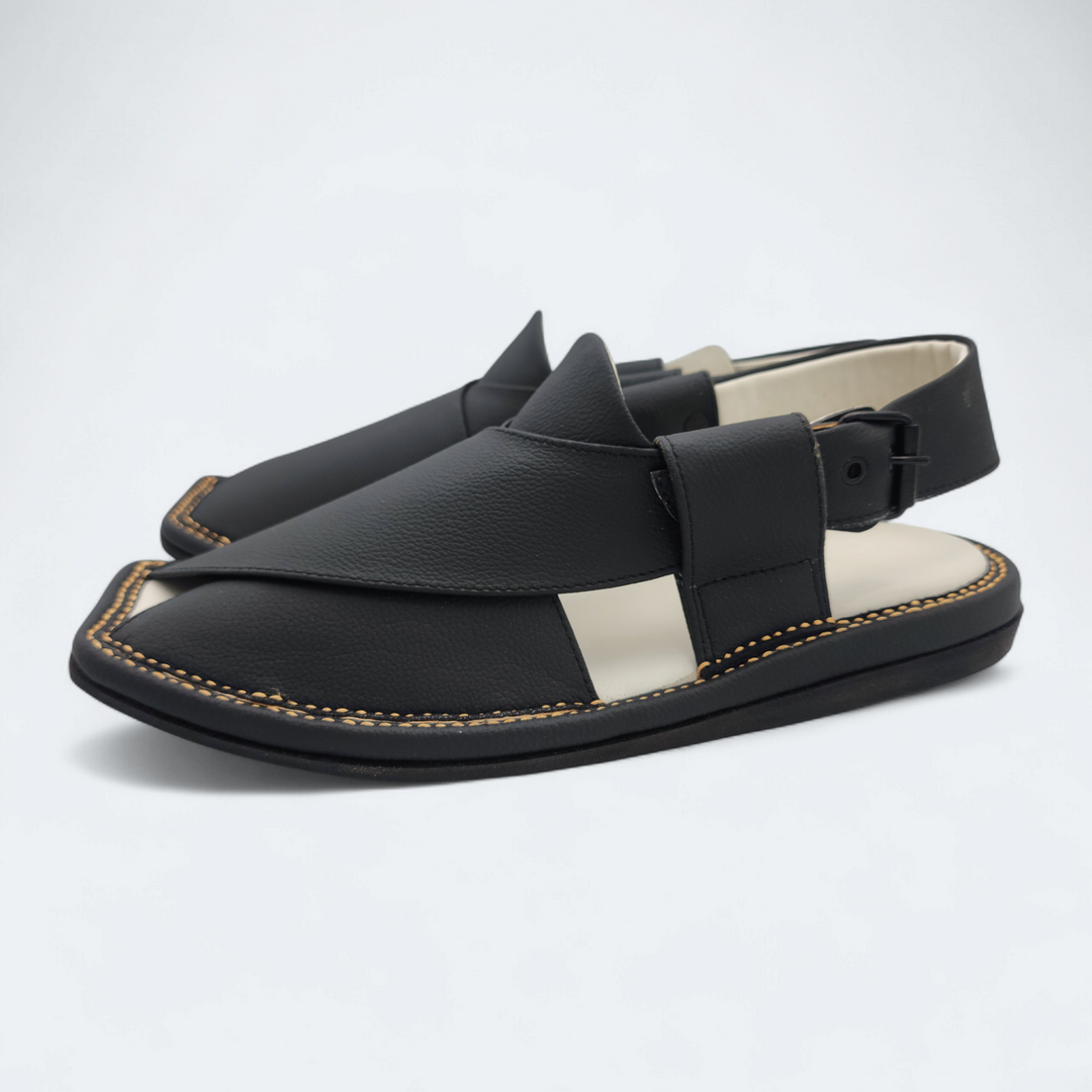Single Kaptan Medicated Chappal Black