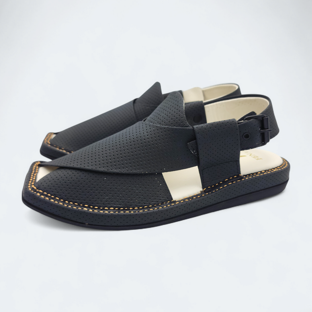 Kaptan Medicated Chappal Dotted Black