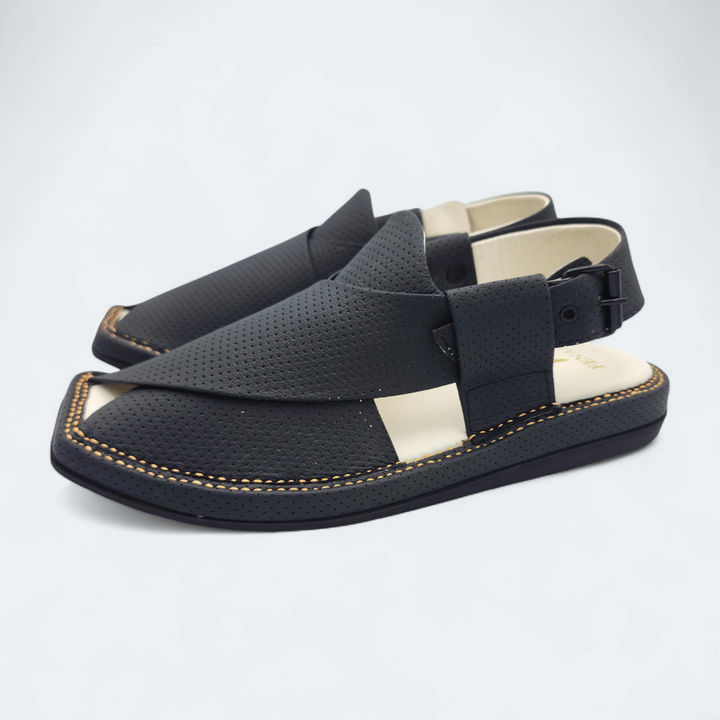 Kaptan Medicated Chappal Dotted Black